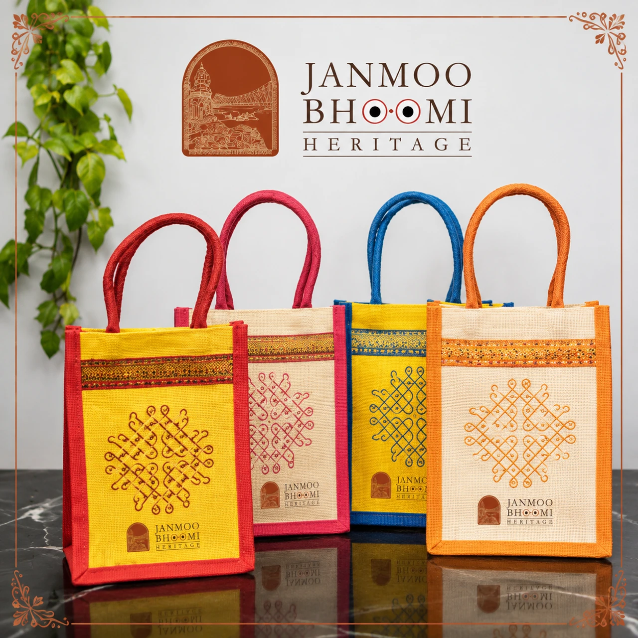 Rangoli Jute Tote — Assorted Colours