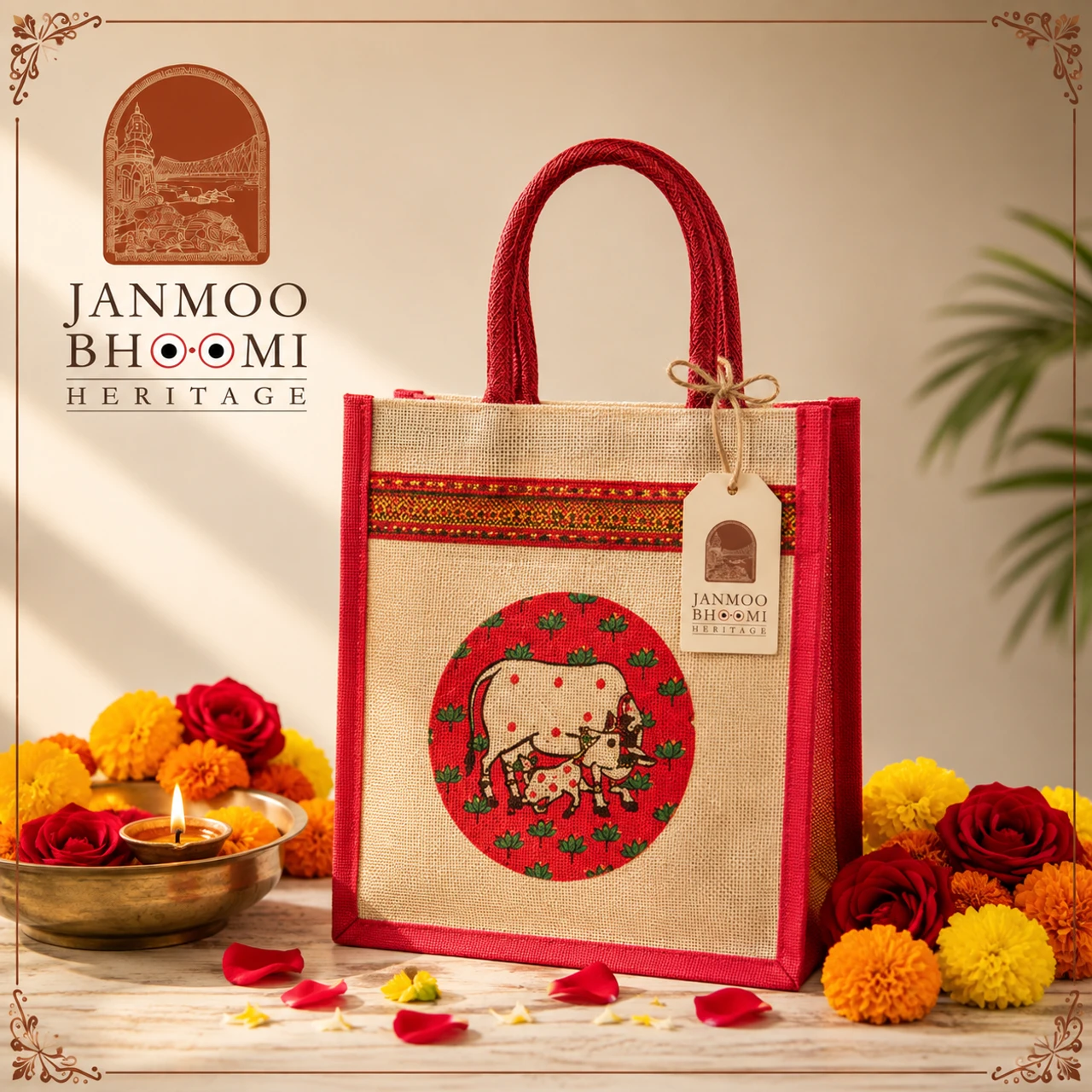 Gau Mata Pichwai Jute Tote