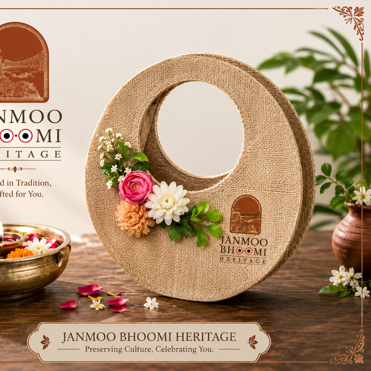Chand Bloom Circular Jute Bag