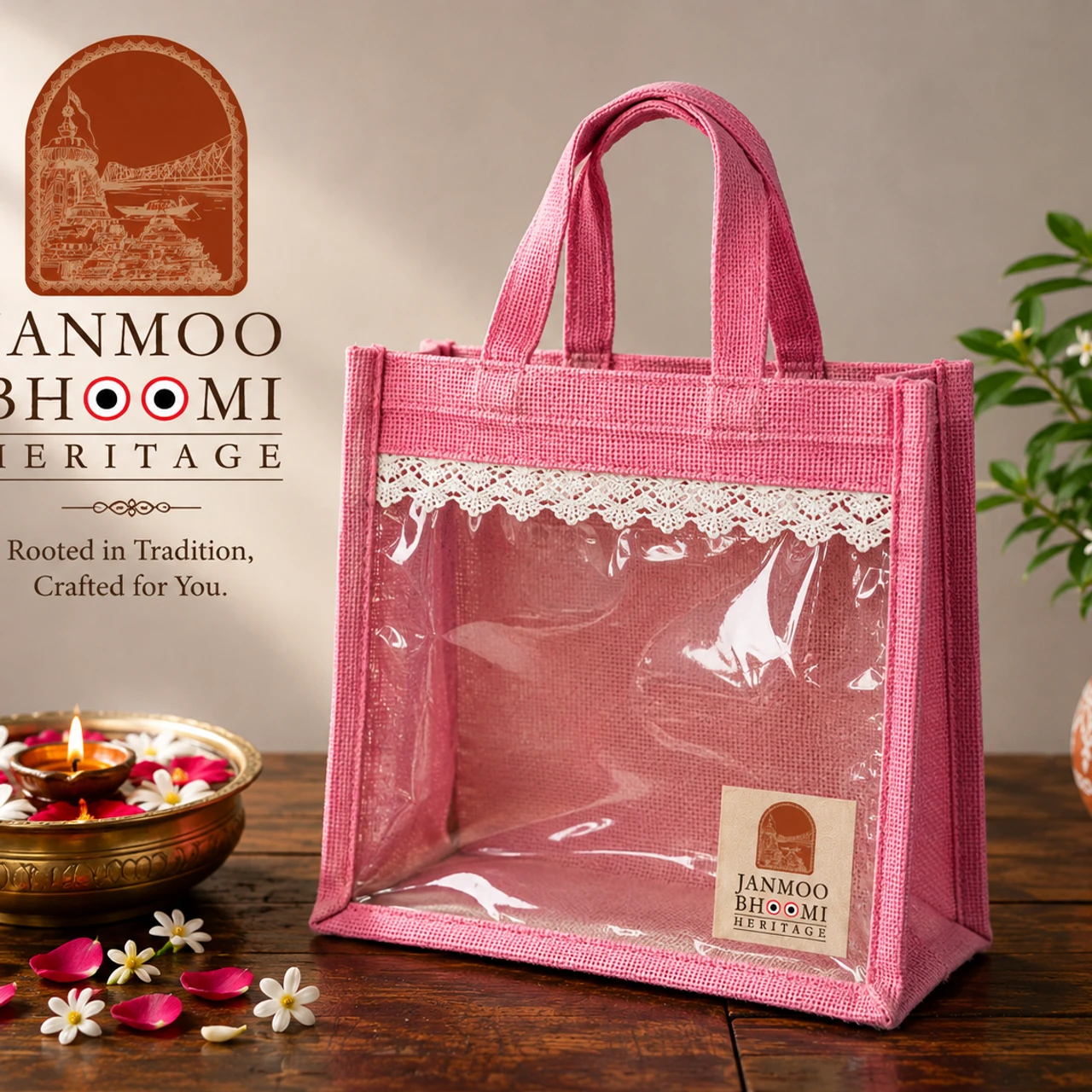 Blush Pink Lace Window Tote