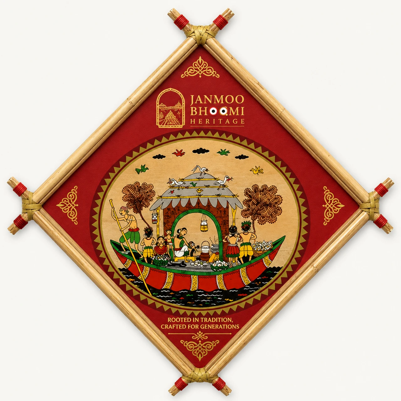 Chandan Yatra Royal Boat & Boita Bandana Diamond Bamboo Frame