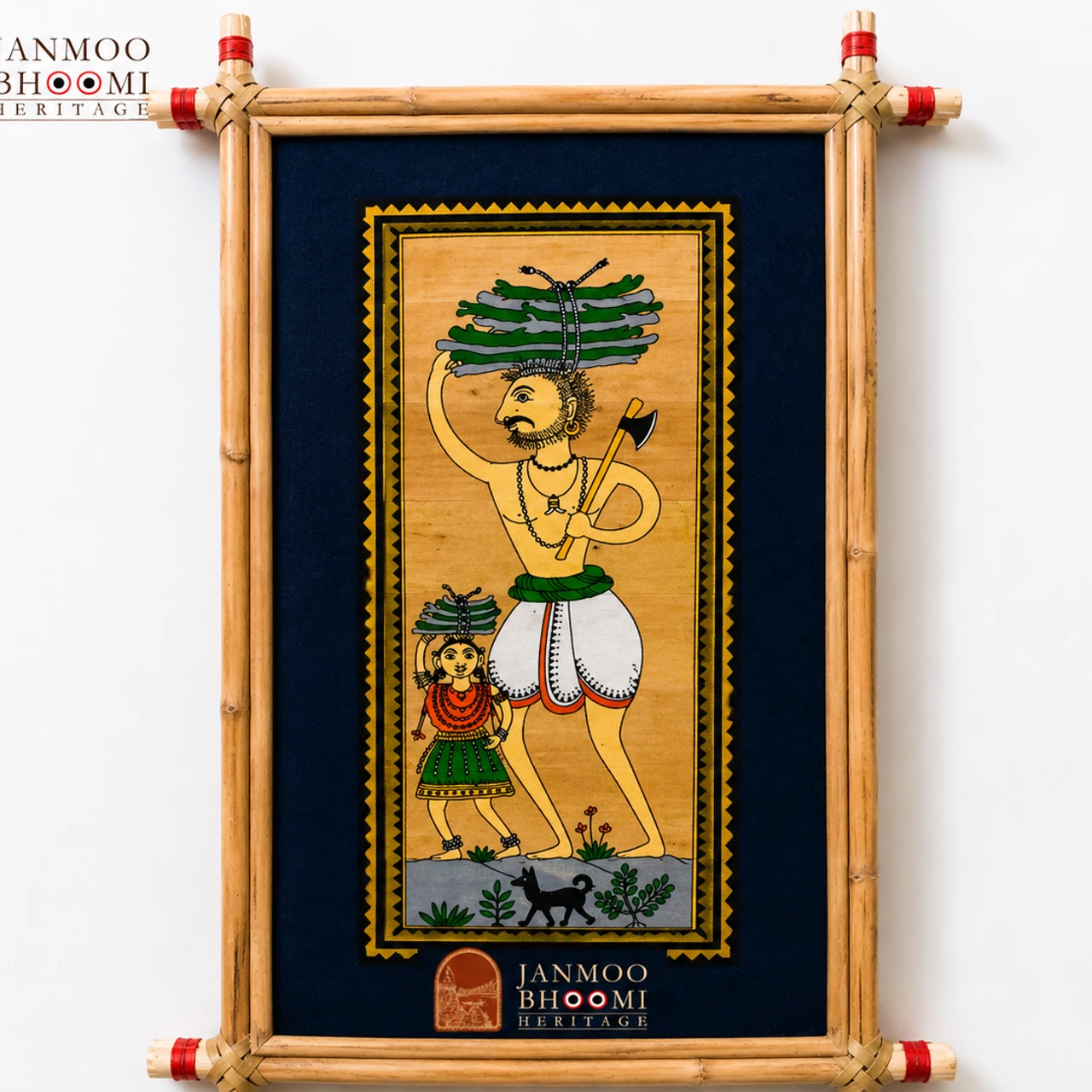 Kandha Tribal Woodcutter & Daughter Bamboo Scroll