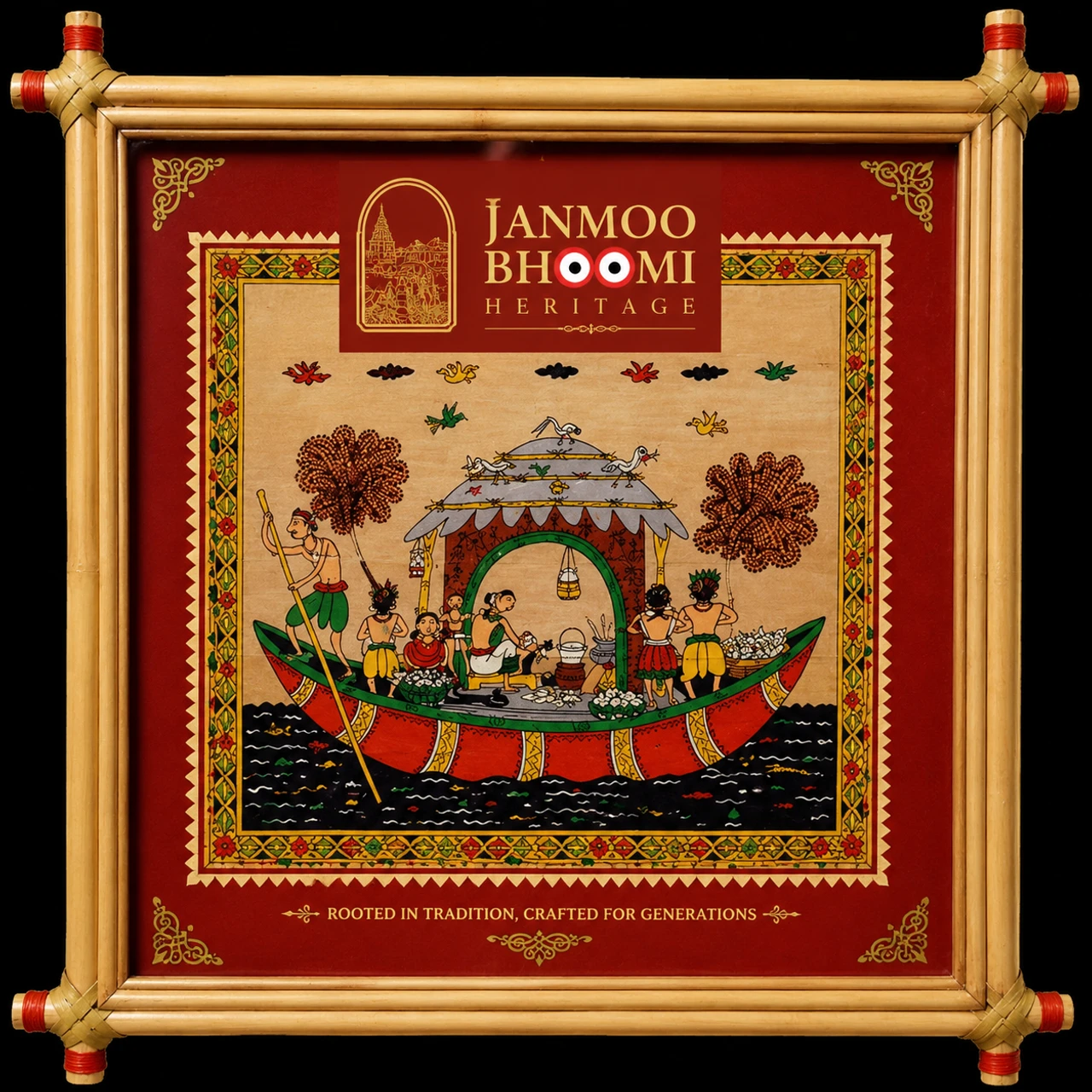 Puri Chandan Yatra Chapa Boat Festival Red Bamboo Scroll