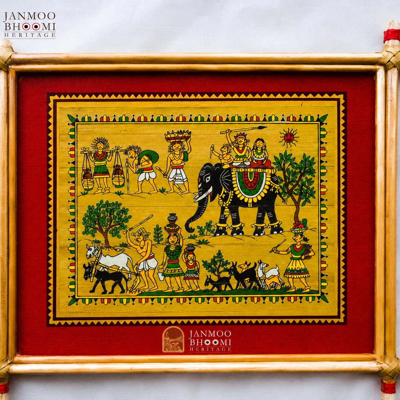 Saora Tribal Village & Royal Elephant Procession Palm Painting