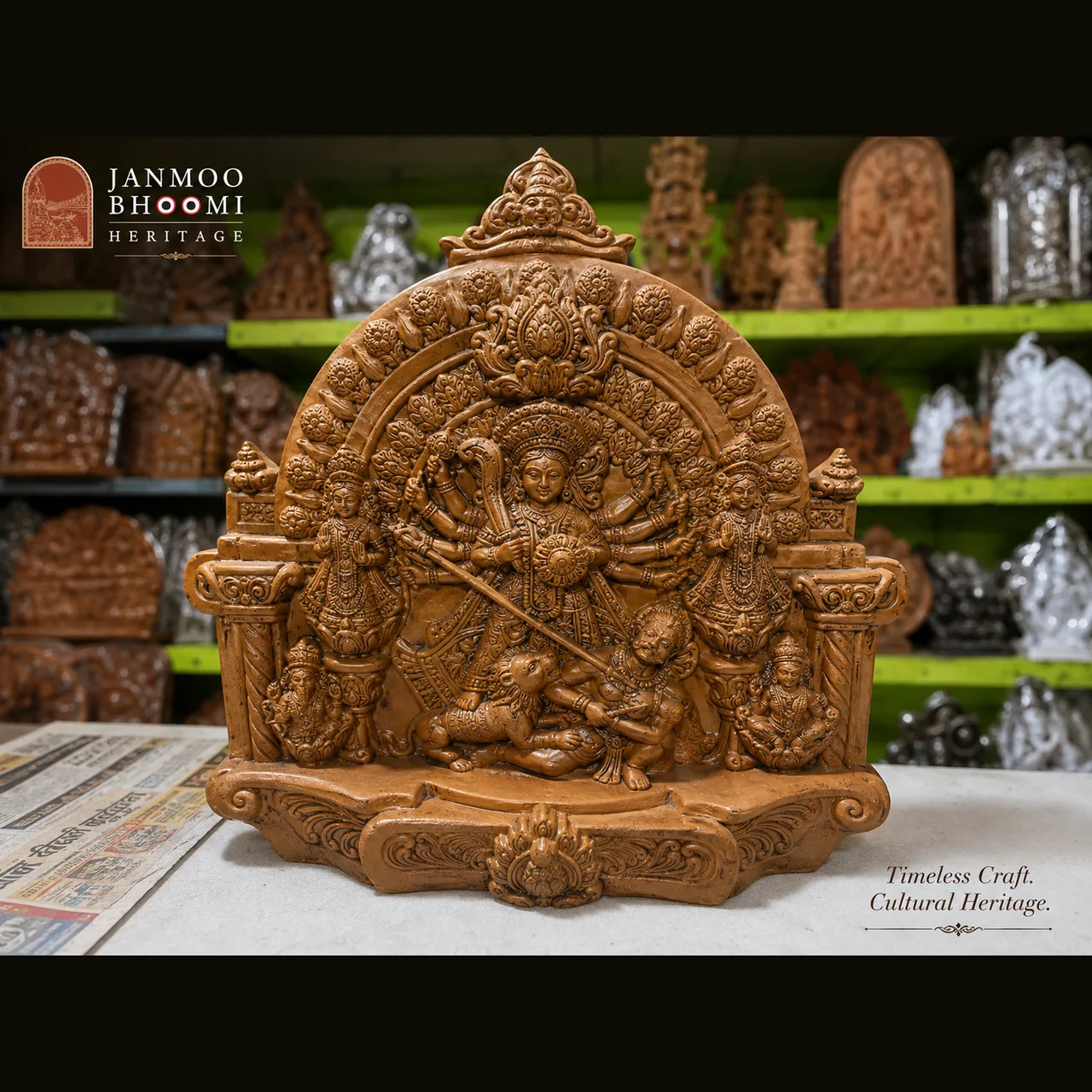 Durga Mahishasura Terracotta Wall Plaque