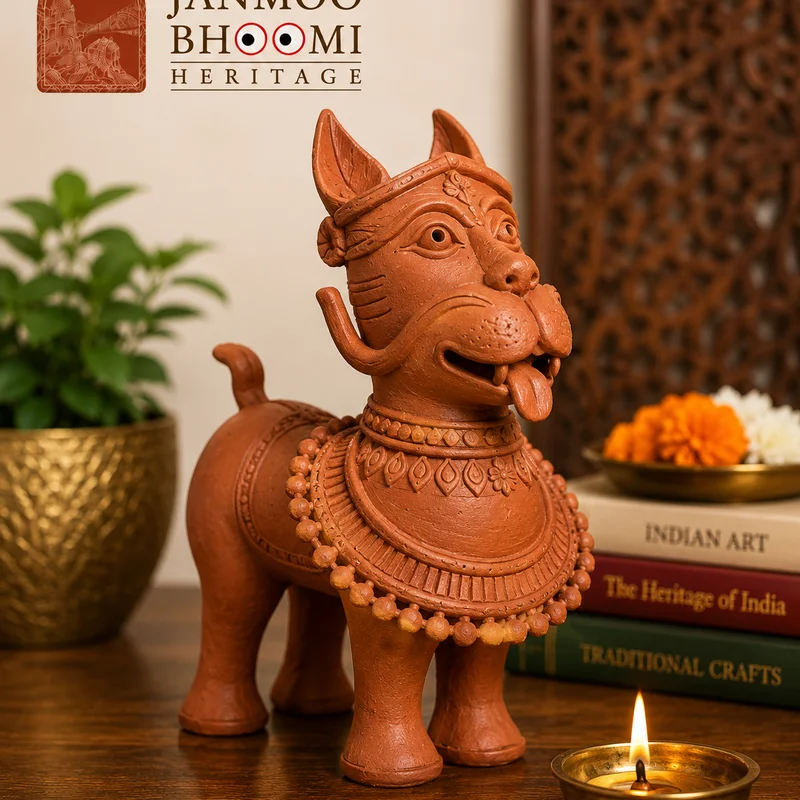 Gaja Simha Temple Guardian Terracotta Lion Sculpture