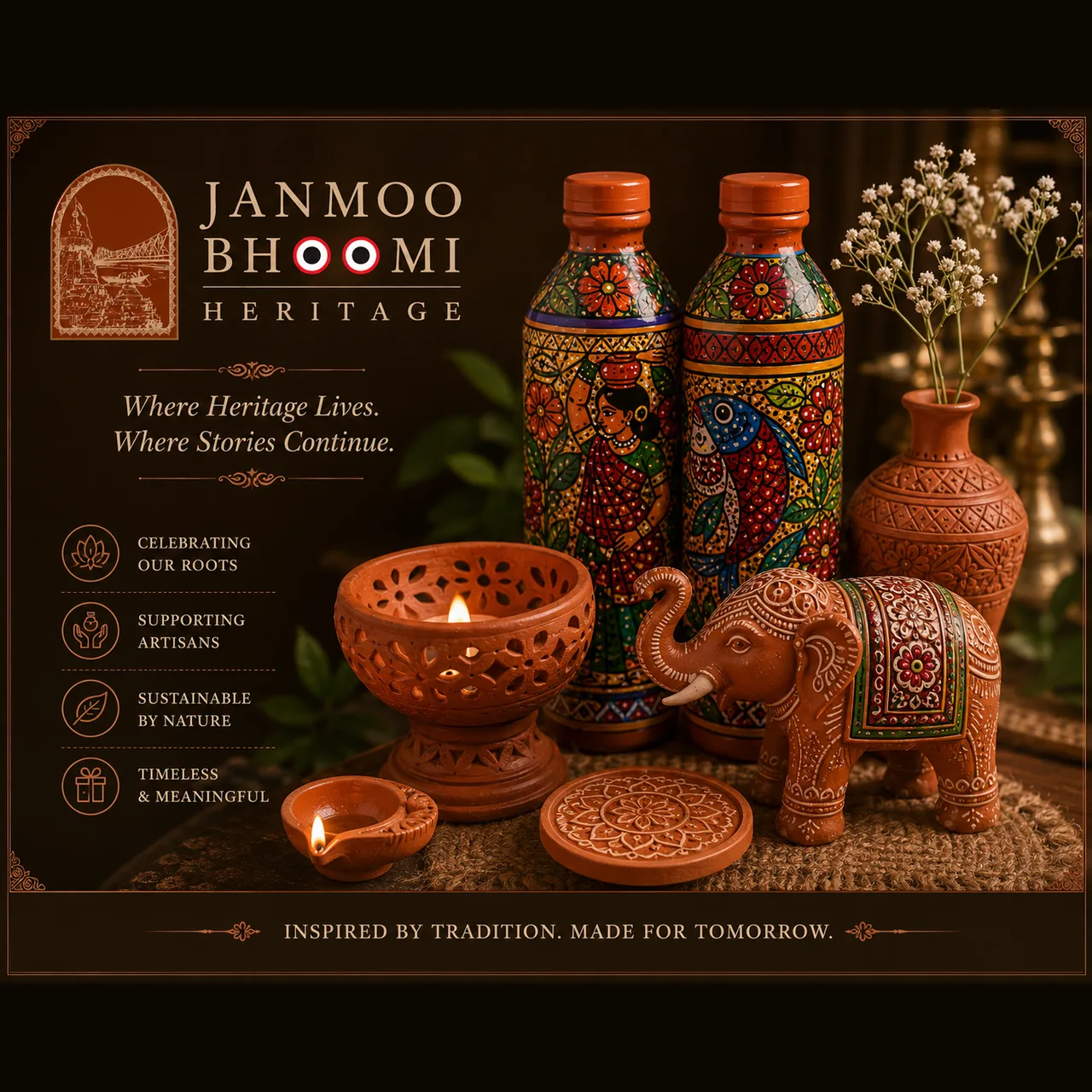 Heritage Terracotta Diya & Elephant Gift Ensemble