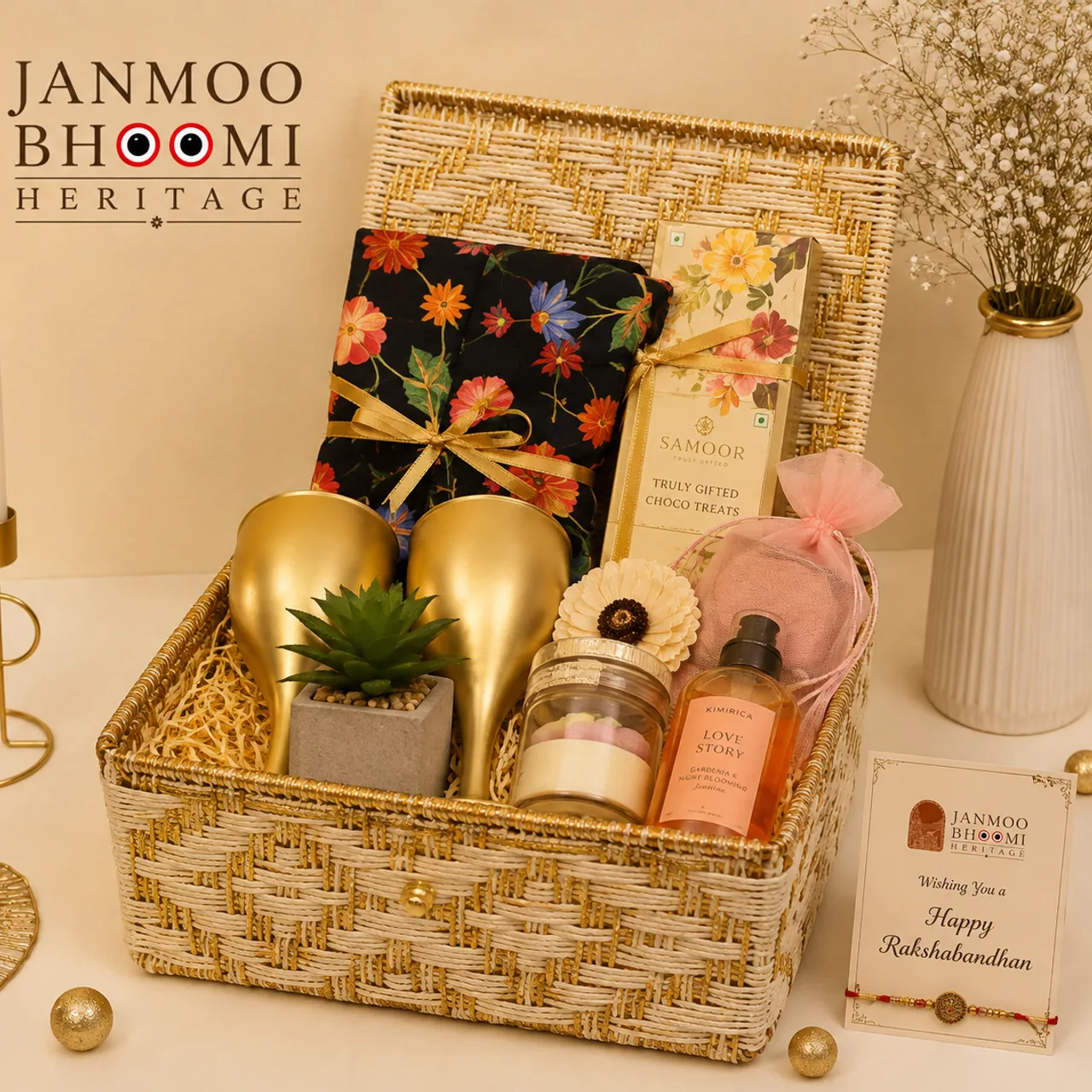 Golden Wicker Wellness Hamper